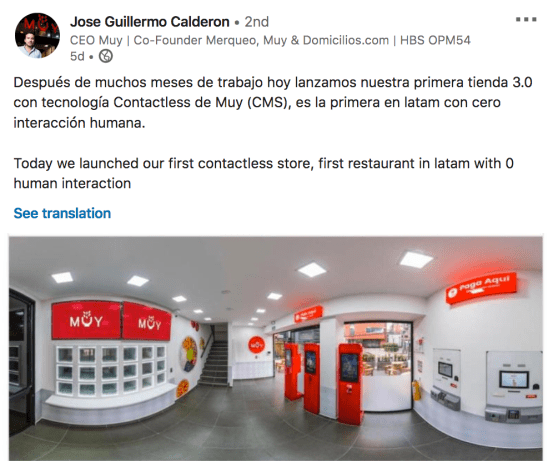 muy opens contactless restaurant in colombia